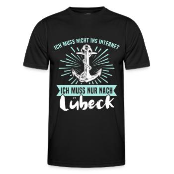 Lübeck Sprüche Hansestadt Luebeck - Männer Funktions-T-Shirt - Schwarz - Vorne - AI Model Male 178 dark (178cm)