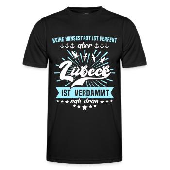 Lübeck Sprüche Hansestadt Luebeck - Männer Funktions-T-Shirt - Schwarz - Vorne - AI Model Male 178 dark (178cm)