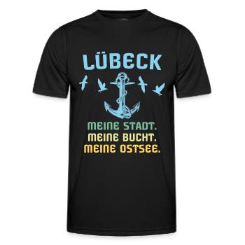 Lübeck Sprüche Hansestadt Luebeck - Männer Funktions-T-Shirt - Schwarz - Vorne - AI Model Male 178 dark (178cm)
