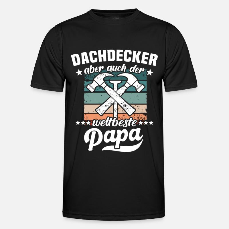 Papa Dachdecker Vater Dachdecken - Männer Funktions-T-Shirt - Schwarz