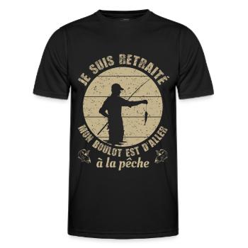 I'm retired my job is to go fishing - Men's Functional T-Shirt - black - Front - AI Model Male 178 dark (178cm)