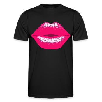 Pinker Kussmund Lipstick Lippenstift Schmatzer lip - Männer Funktions-T-Shirt - Schwarz - Vorne - AI Model Male 178 dark (178cm)