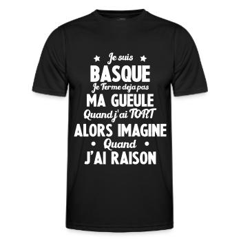 Je suis Basque - Je ferme pas ma gueule - T-shirt sport Homme - noir - Devant - AI Model Male 178 dark (178cm)