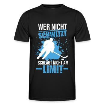Eishockey Puck Schlittschuhe Hockey Hockeyspieler - Männer Funktions-T-Shirt - Schwarz - Vorne - AI Model Male 178 dark (178cm)