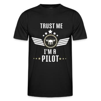 Drone Drone Pilot Drones quadcopter drone - Men's Functional T-Shirt - black - Front - AI Model Male 178 dark (178cm)