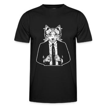 Katze mit Anzug - Männer Funktions-T-Shirt - Schwarz - Vorne - AI Model Male 178 dark (178cm)