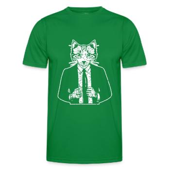 Cat with suit - Men's Functional T-Shirt - kelly green - Front - AI Model Male 178 dark (178cm)