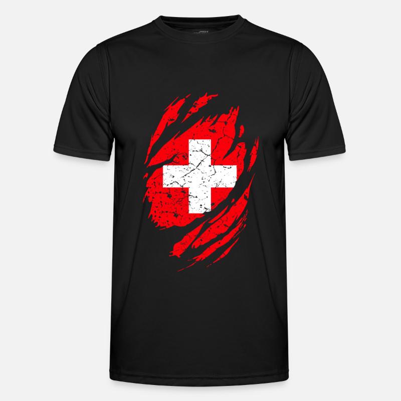 Schweizer Flagge Männer Funktions-T-Shirt