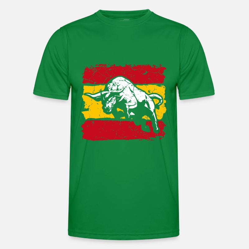 Espagne drapeau avec taureau T-shirt sport Homme