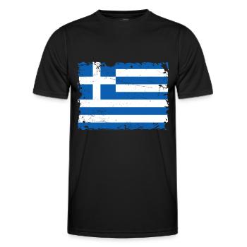 Grèce Pavillon - T-shirt sport Homme - noir - Devant - AI Model Male 178 dark (178cm)