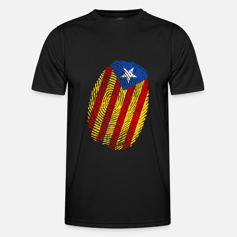 Drapeau de la Catalogne Empreinte digitale T-shirt sport Homme