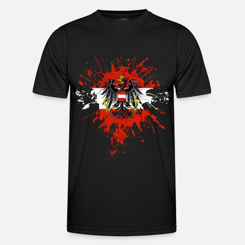 Austria flag with eagle - Men's Functional T-Shirt - black