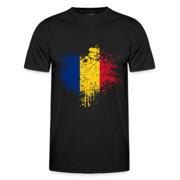 Roumanie Pavillon - T-shirt sport Homme - noir - Devant - AI Model Male 178 dark (178cm)