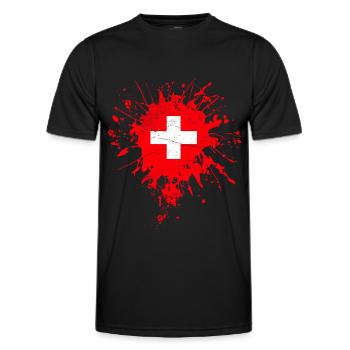 Schweiz Flagge - Männer Funktions-T-Shirt - Schwarz - Vorne - AI Model Male 178 dark (178cm)