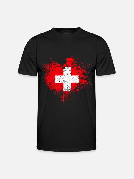 Suisse Drapeau - T-shirt sport Homme - noir