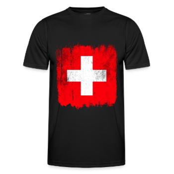 Schweiz Flagge - Männer Funktions-T-Shirt - Schwarz - Vorne - AI Model Male 178 dark (178cm)