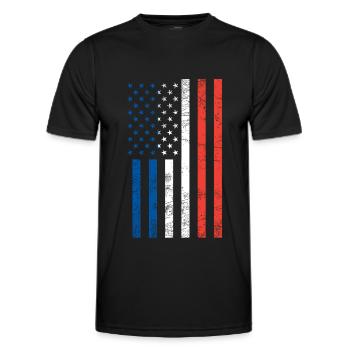 Drapeau français américain - T-shirt sport Homme - noir - Devant - AI Model Male 178 dark (178cm)