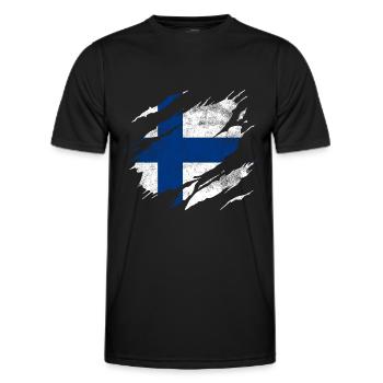 Finland flag - Men's Functional T-Shirt - black - Front - AI Model Male 178 dark (178cm)