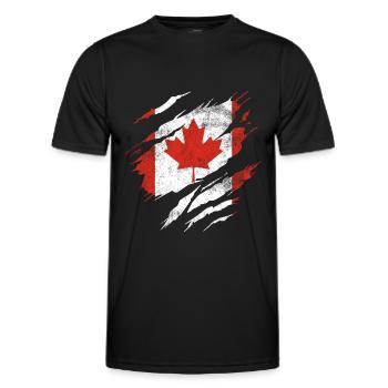 Drapeau du Canada - T-shirt sport Homme - noir - Devant - AI Model Male 178 dark (178cm)