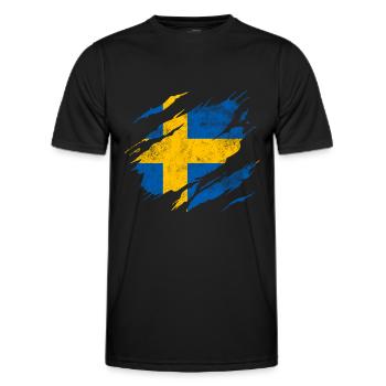 Drapeau suédois - T-shirt sport Homme - noir - Devant - AI Model Male 178 dark (178cm)