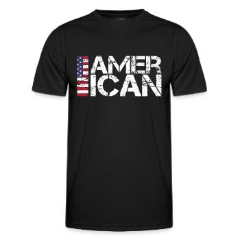 American - Men's Functional T-Shirt - black - Front - AI Model Male 178 dark (178cm)