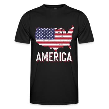 Amerika Flagge Land Form - Männer Funktions-T-Shirt - Schwarz - Vorne - AI Model Male 178 dark (178cm)