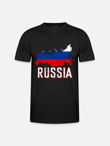 Russie Drapeau carte - T-shirt sport Homme - noir