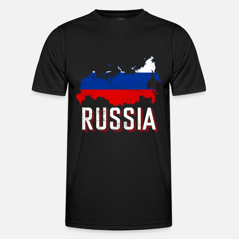 Russia Flag Map Men's Functional T-Shirt