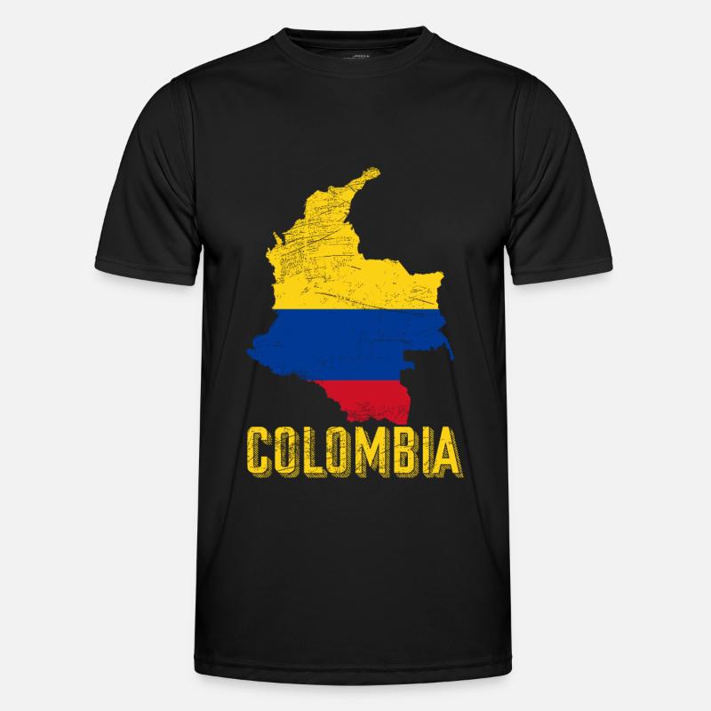 Colombie Pays forme drapeau - T-shirt sport Homme - noir