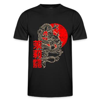 Japanischer Chinesischer Drache Schriftzeichen - Männer Funktions-T-Shirt - Schwarz - Vorne - AI Model Male 178 dark (178cm)