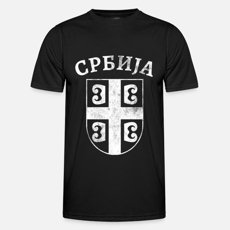 Serbien Kyrillisch - Männer Funktions-T-Shirt - Schwarz