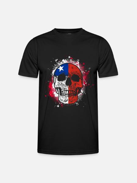 Chile Flag Skull - Men's Functional T-Shirt - black