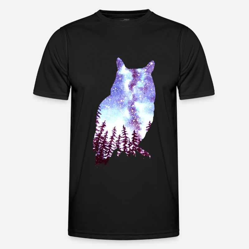 Owl Starry Sky Forest - Men's Functional T-Shirt - black