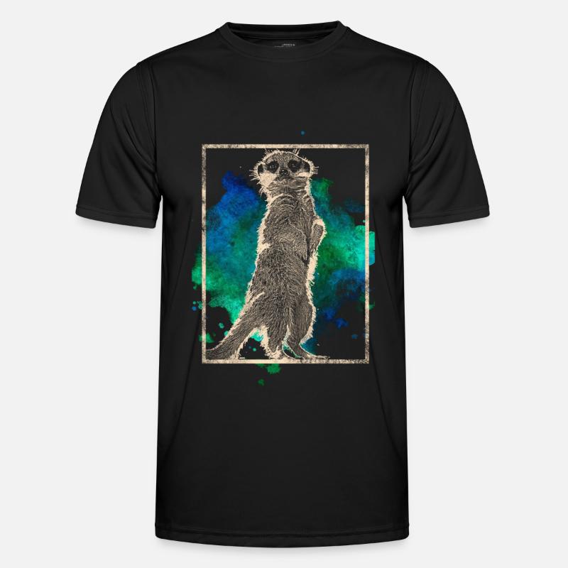 Erdmännchen - Männer Funktions-T-Shirt - Schwarz
