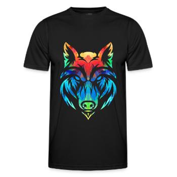 Bunter Wolf - Männer Funktions-T-Shirt - Schwarz - Vorne - AI Model Male 178 dark (178cm)