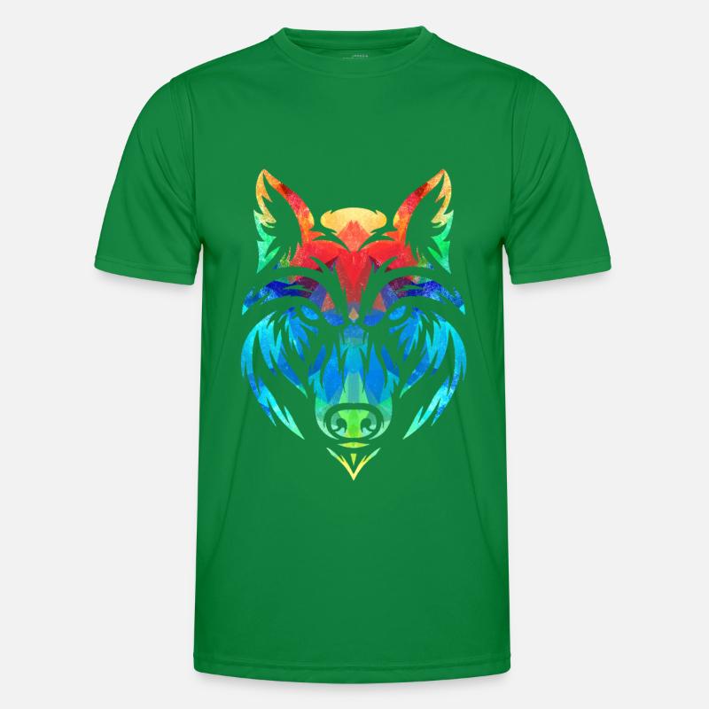 Bunter Wolf Männer Funktions-T-Shirt