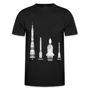 N1 - Proton - Energia/Buran - Soyuz - Rockets - Men's Functional T-Shirt - black - Front - AI Model Male 178 dark (178cm)