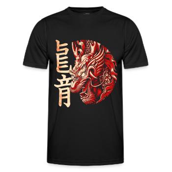 Drache Japanisch Chinesisch Schriftzeichen - Männer Funktions-T-Shirt - Schwarz - Vorne - AI Model Male 178 dark (178cm)