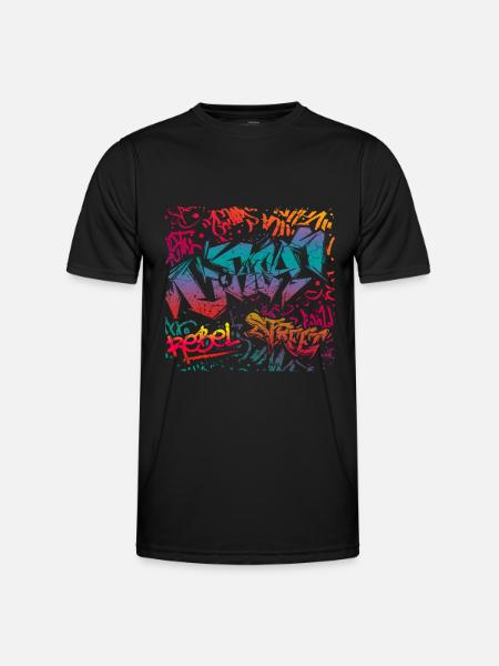 Graffiti konst - Funktions-T-shirt herr - svart