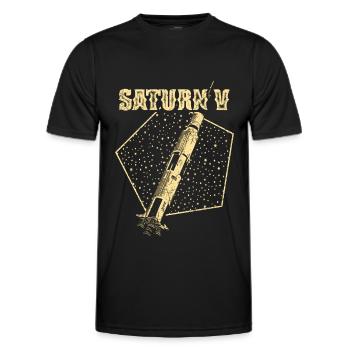 Saturn V Lune Fusée - T-shirt sport Homme - noir - Devant - AI Model Male 178 dark (178cm)