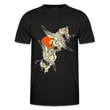 Grues - Art japonais - T-shirt sport Homme - noir - Devant - AI Model Male 178 dark (178cm)
