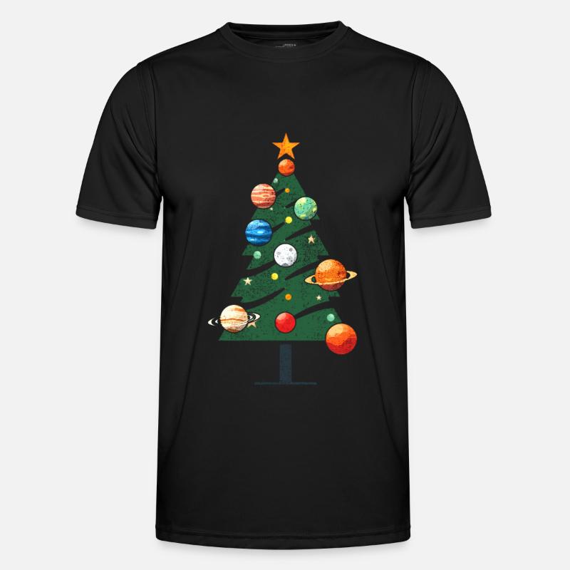 Weihnachtsbaum mit Planeten - Männer Funktions-T-Shirt - Schwarz