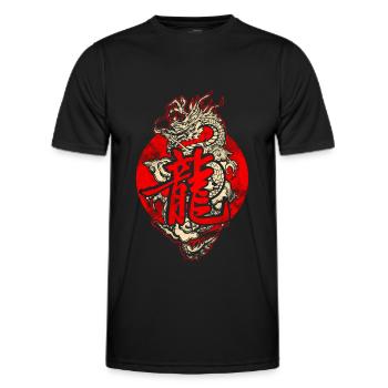 Dragon with Chinese characters - Men's Functional T-Shirt - black - Front - AI Model Male 178 dark (178cm)