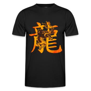 Chinese characters with dragon - Men's Functional T-Shirt - black - Front - AI Model Male 178 dark (178cm)