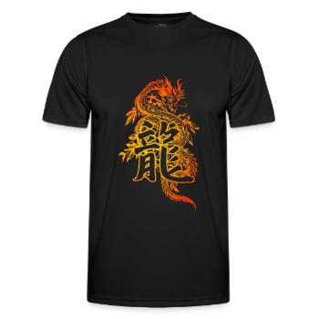 Dragon with Chinese characters - Men's Functional T-Shirt - black - Front - AI Model Male 178 dark (178cm)