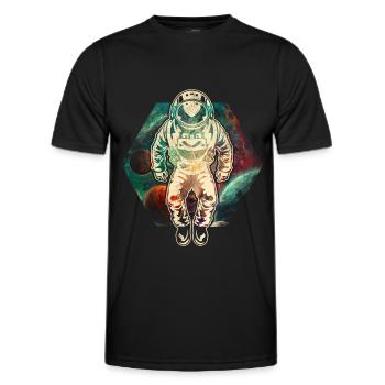 Astronaut im Weltraum - Männer Funktions-T-Shirt - Schwarz - Vorne - AI Model Male 178 dark (178cm)