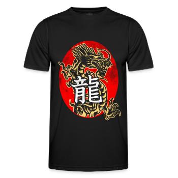 Dragon with Chinese characters - Men's Functional T-Shirt - black - Front - AI Model Male 178 dark (178cm)