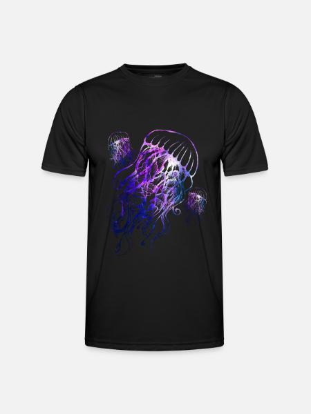 Bunte Qualle - Männer Funktions-T-Shirt - Schwarz