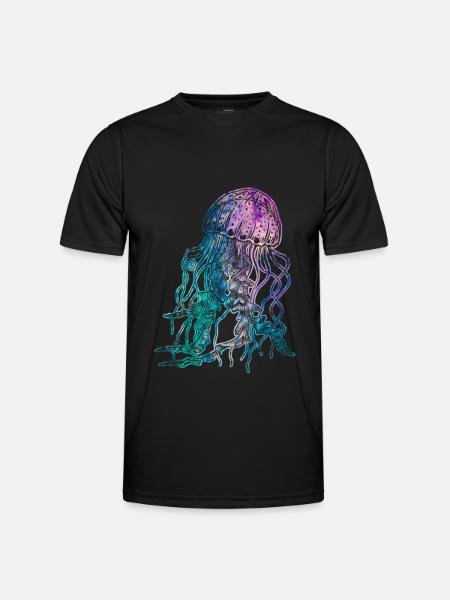 Qualle - Männer Funktions-T-Shirt - Schwarz