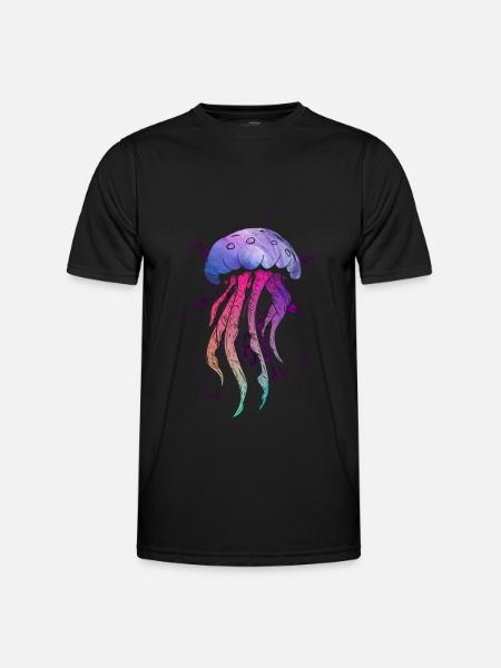 Bunte Qualle - Männer Funktions-T-Shirt - Schwarz